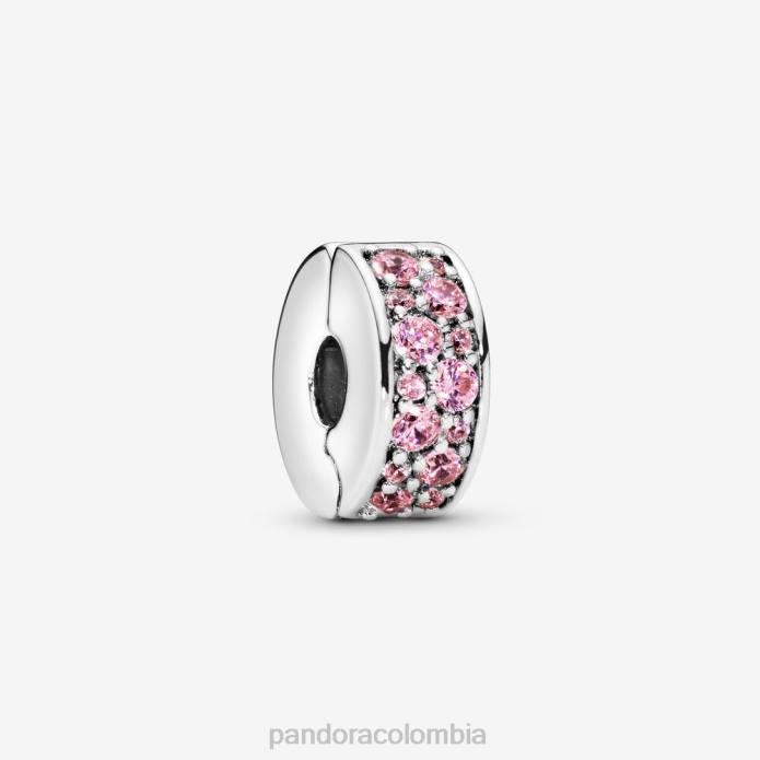Pandora Charm con clip en pavé rosa Plata esterlina J2LX14 accesorios