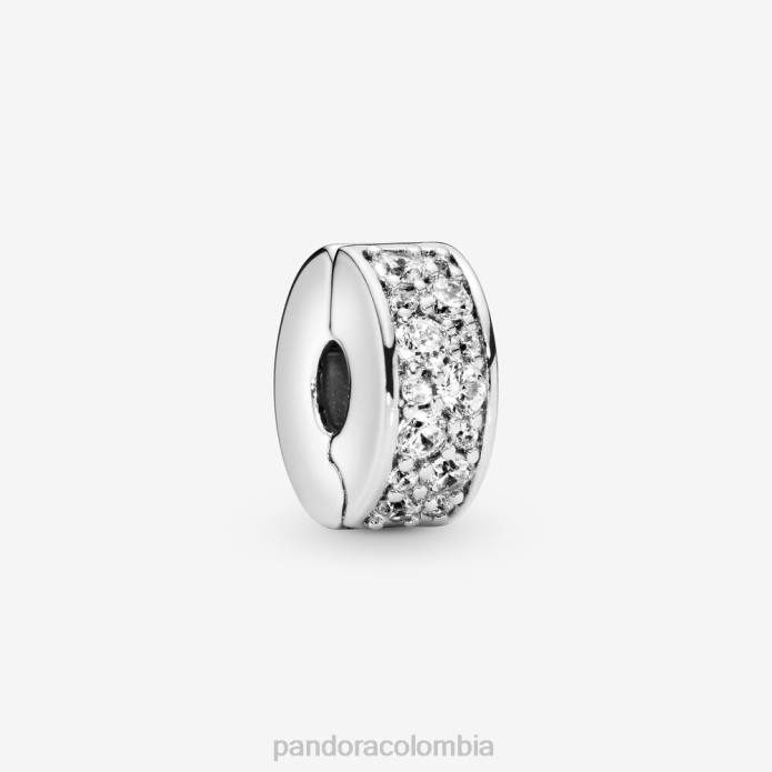 Pandora Charm con clip en pavé transparente Plata esterlina J2LX3 accesorios