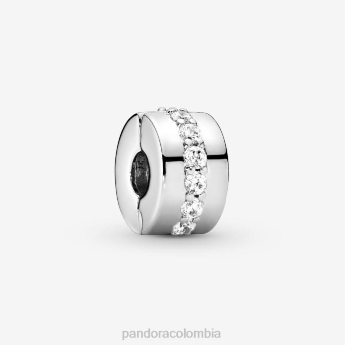 Pandora Charm de clip con hileras transparentes y brillantes Plata esterlina J2LX10 accesorios