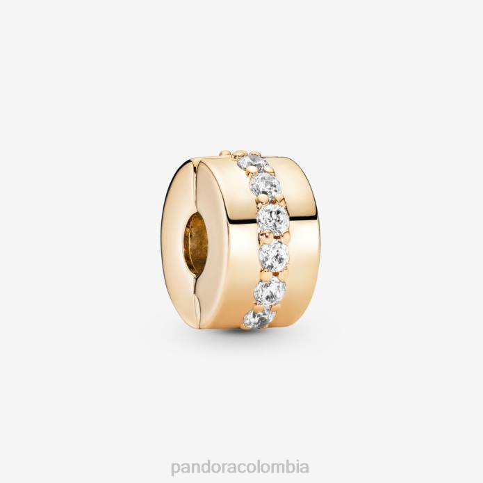 Pandora Charm de clip con hileras transparentes y brillantes oro J2LX12 accesorios