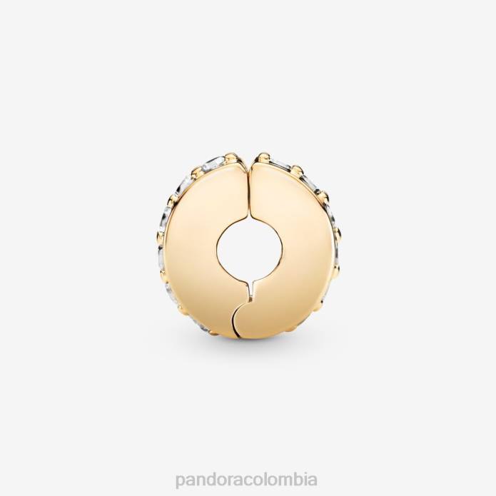 Pandora Charm de clip con hileras transparentes y brillantes oro J2LX12 accesorios
