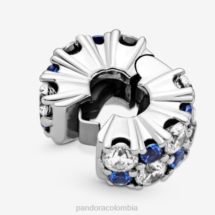Pandora Charm de clip transparente y brillante plata esterlina/azul J2LX29 accesorios