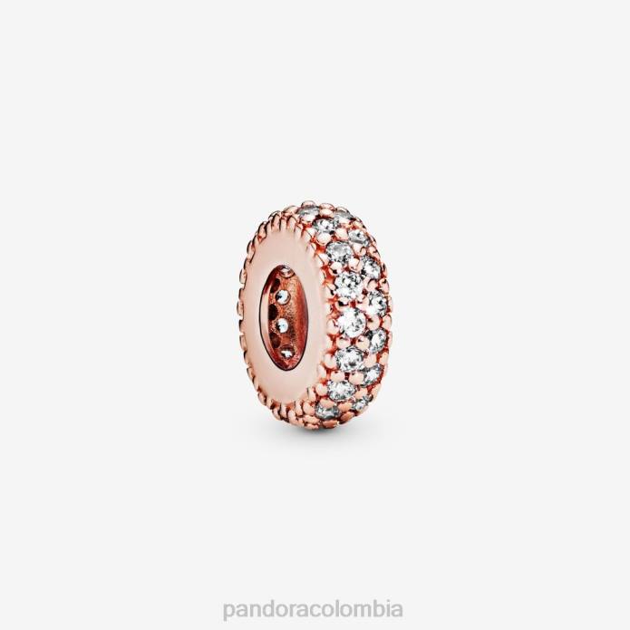 Pandora Charm espaciador con brillo transparente Oro de Rose plateado J2LX318 accesorios