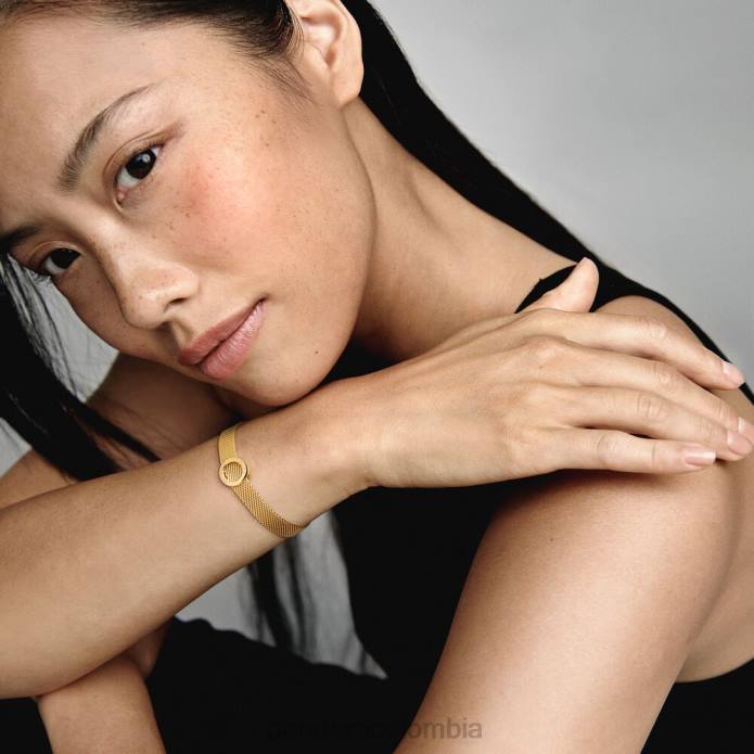 Pandora charm con clip circular y logo Chapado en oro J2LX951 accesorios