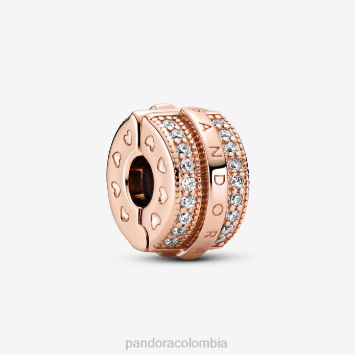 Pandora líneas pavimentadas brillantes y colgante con clip con logo Oro de Rose plateado J2LX21 accesorios