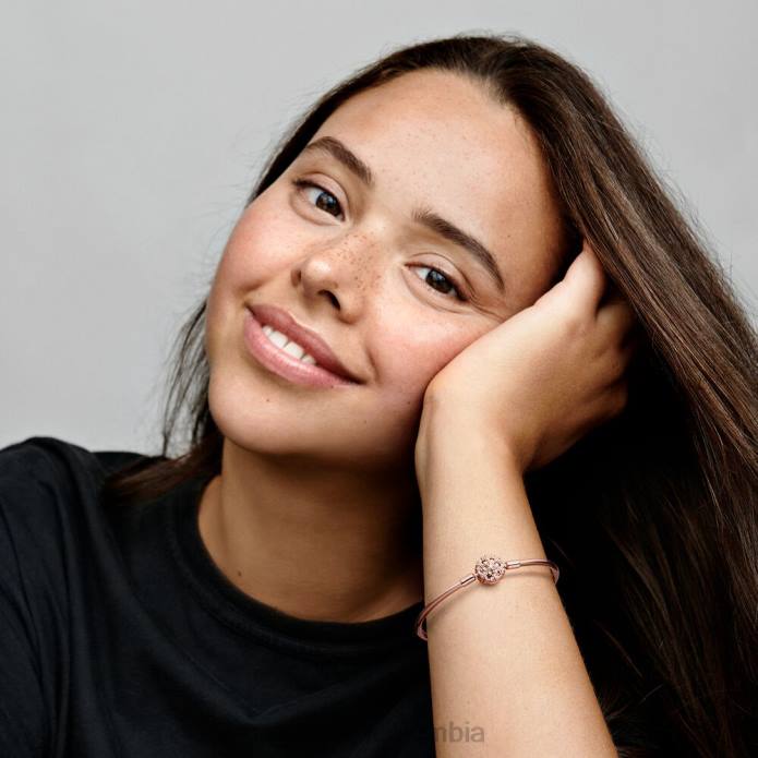 Pandora brazalete con cierre de copo de nieve brillante Moments Oro de Rose plateado J2LX426 accesorios