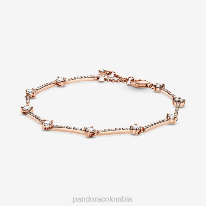 Pandora pulsera con barras de pavé brillantes Oro de Rose plateado J2LX457 accesorios
