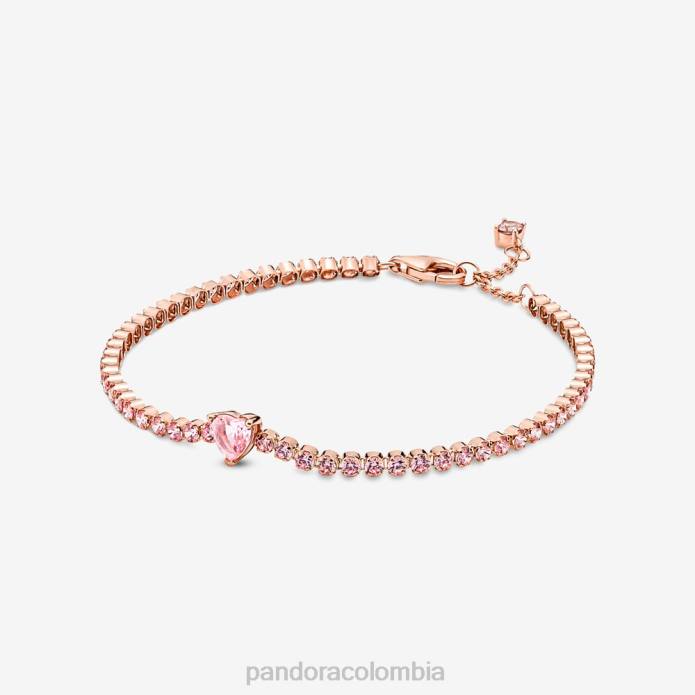Pandora pulsera de tenis con corazón brillante Oro de Rose plateado J2LX449 accesorios