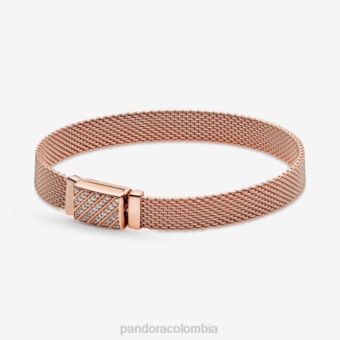 Pandora pulsera pavé con cierre largo reflexions Oro de Rose plateado J2LX409 accesorios