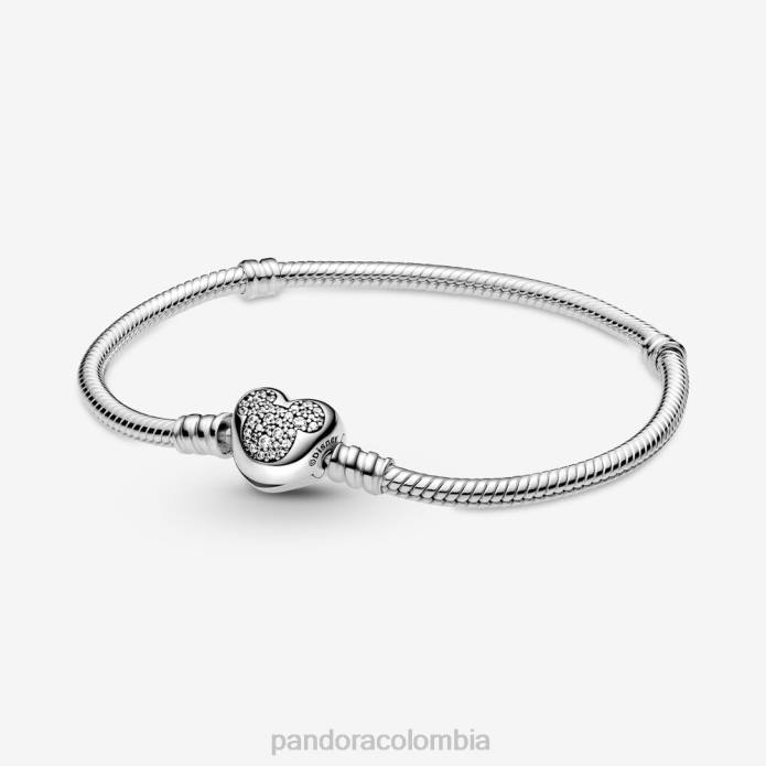 Pandora Momentos Disney pulsera de cadena de serpiente con cierre de corazón de Mickey Mouse Plata esterlina J2LX410 accesorios