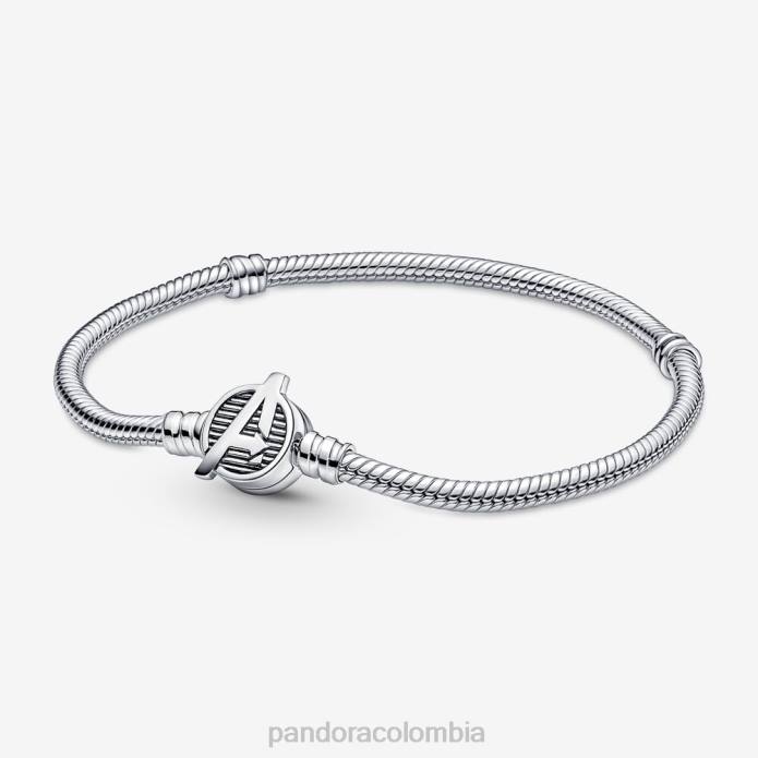Pandora Moments Marvel pulsera con cadena de serpiente y cierre con logo de Los Vengadores Plata esterlina J2LX379 accesorios