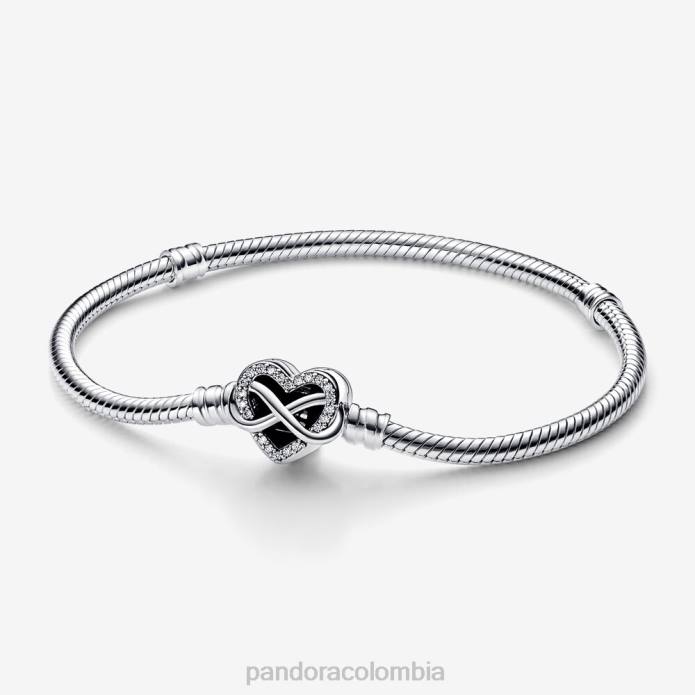 Pandora Moments brillante pulsera con cadena de serpiente y cierre de corazón infinito Plata esterlina J2LX354 accesorios