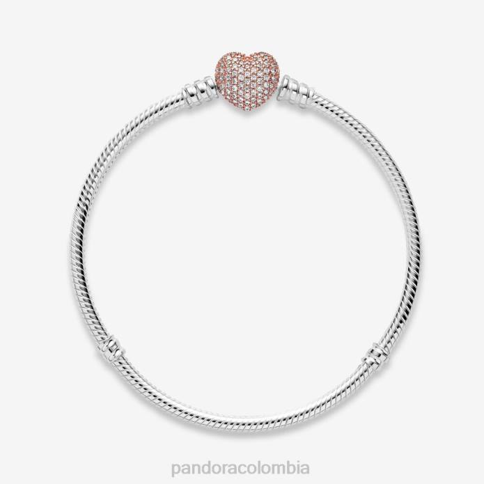 Pandora Moments pavimenta la pulsera con cierre de corazón y cadena de serpiente Dos tonos J2LX366 accesorios