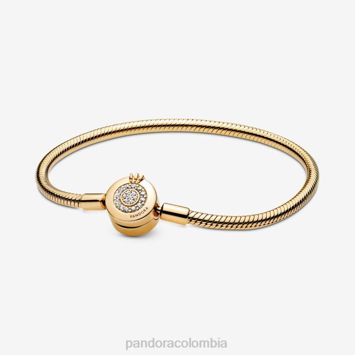 Pandora Moments pulsera con corona brillante o cadena de serpiente Chapado en oro J2LX373 accesorios