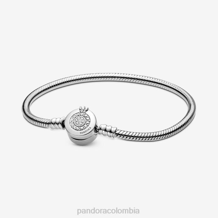Pandora Moments pulsera con corona brillante o cadena de serpiente Plata esterlina J2LX374 accesorios
