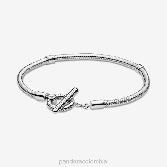 Pandora pulsera con cadena de serpiente y barra en T Moments Plata esterlina J2LX402 accesorios