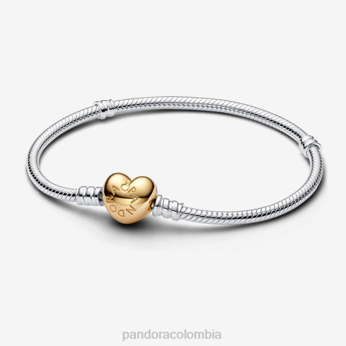 Pandora pulsera con cadena de serpiente y cierre de corazón Moments Dos tonos J2LX336 accesorios