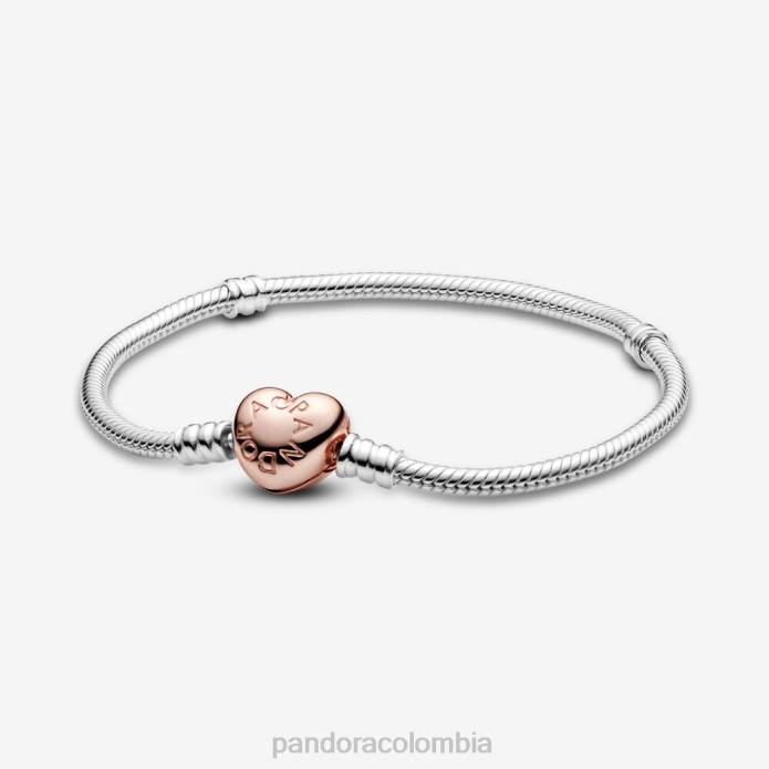 Pandora pulsera con cadena de serpiente y cierre de corazón Moments Dos tonos J2LX337 accesorios