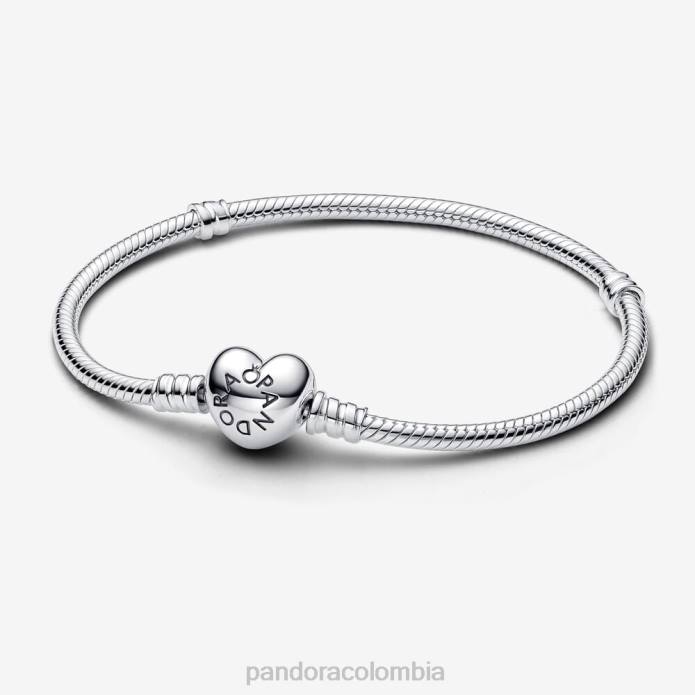 Pandora pulsera con cadena de serpiente y cierre de corazón Moments Plata esterlina J2LX334 accesorios