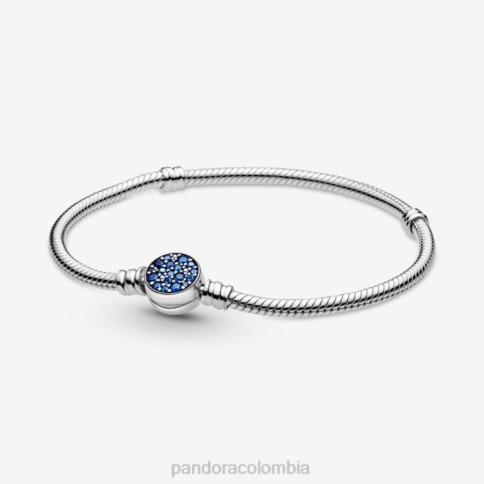 Pandora pulsera con cadena de serpiente y cierre de disco brillante Moments plata esterlina/azul J2LX391 accesorios