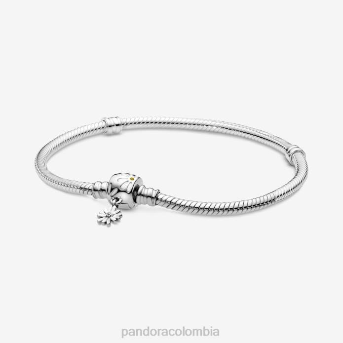 Pandora pulsera con cadena de serpiente y cierre de flor y margarita Moments Plata esterlina J2LX364 accesorios