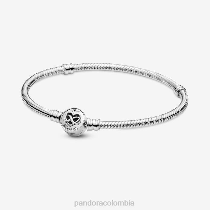 Pandora pulsera con cadena de serpiente y cierre infinito con forma de corazón Moments Plata esterlina J2LX392 accesorios