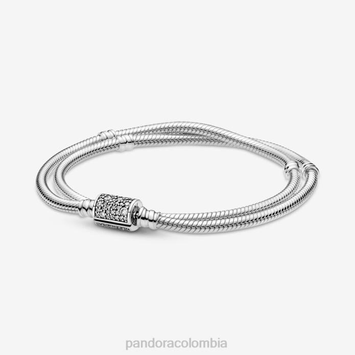 Pandora pulsera de cadena con serpiente y cierre de barril doble de Moments Plata esterlina J2LX382 accesorios