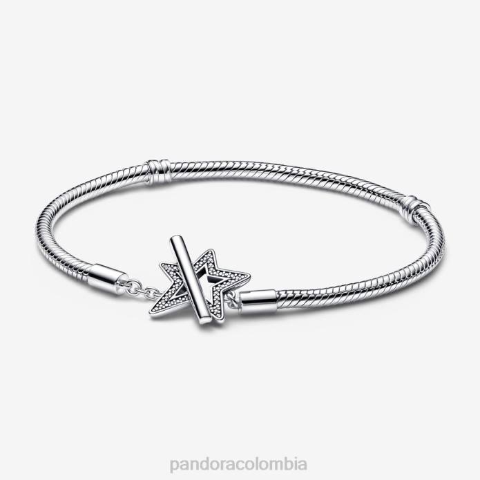 Pandora pulsera de cadena con serpiente y estrella asimétrica Moments Plata esterlina J2LX400 accesorios