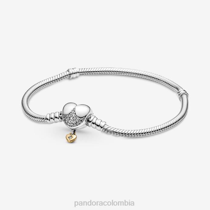 Pandora pulsera de cadena de serpiente con corazón de momentos de princesas disney Dos tonos J2LX403 accesorios