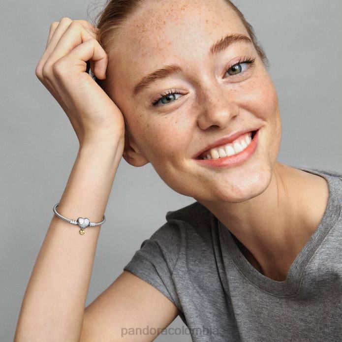 Pandora pulsera de cadena de serpiente con corazón de momentos de princesas disney Dos tonos J2LX403 accesorios