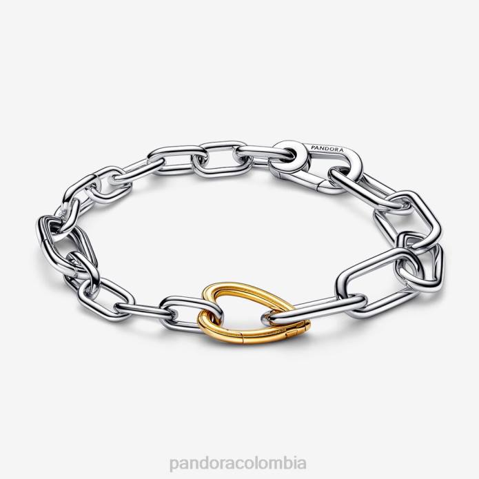 Pandora pulsera de cadena con eslabones de corazón Dos tonos J2LX479 accesorios