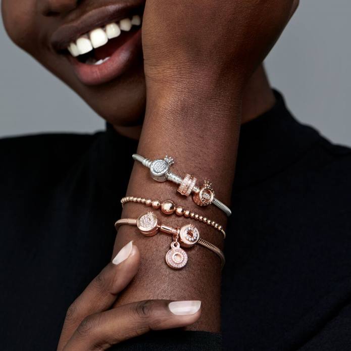 Pandora pulsera deslizante de hilo de cuentas Oro de Rose plateado J2LX453 accesorios