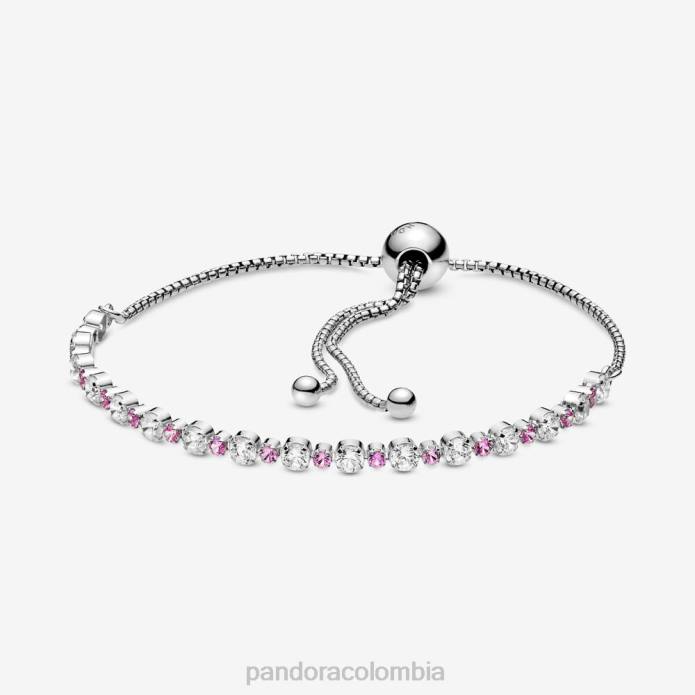Pandora pulsera deslizante rosa y transparente con brillo Plata esterlina J2LX465 accesorios