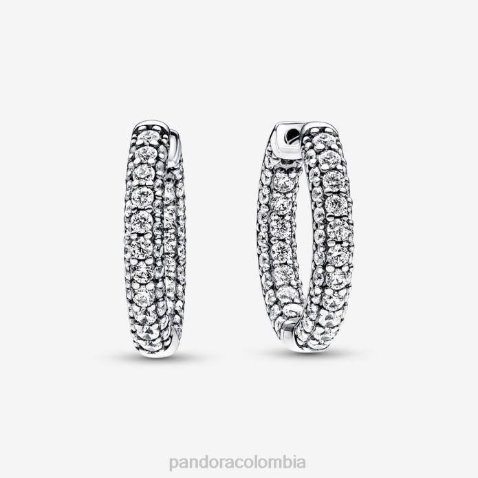 Pandora aretes atemporales con pavé de una hilera Plata esterlina J2LX838 accesorios