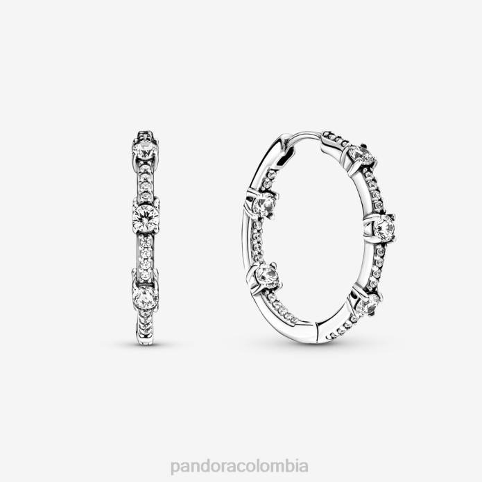 Pandora aretes de aro con barras brillantes en pavé Plata esterlina J2LX855 accesorios