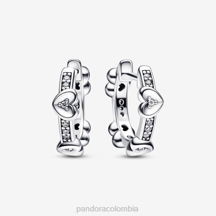 Pandora aretes de aro con corazones brillantes y radiantes Plata esterlina J2LX864 accesorios