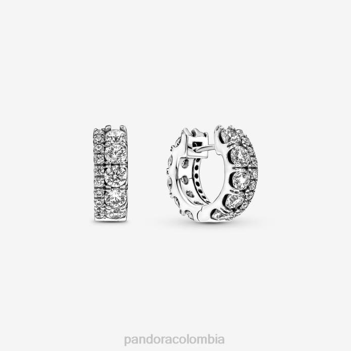 Pandora aretes de aro con doble banda pavimentada Plata esterlina J2LX845 accesorios