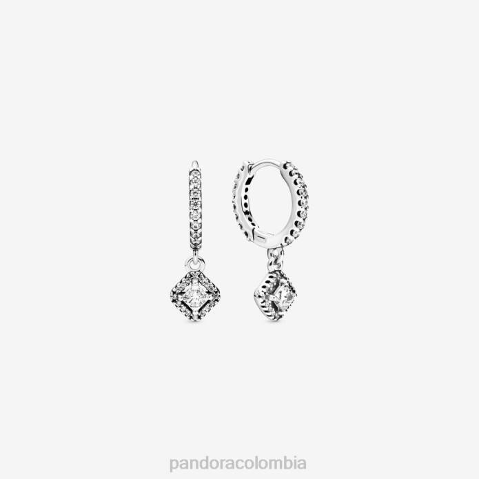 Pandora aretes de aro cuadrados con brillo Plata esterlina J2LX918 accesorios