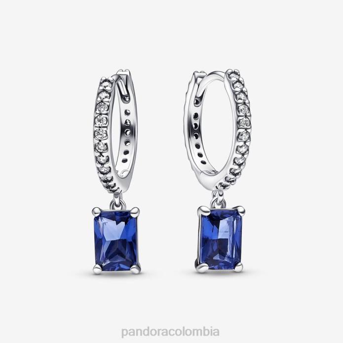 Pandora aretes de aro rectangulares brillantes plata esterlina/azul J2LX865 accesorios