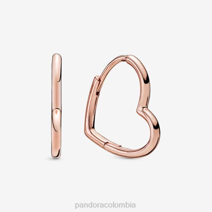 Pandora pendientes de aro asimétricos con forma de corazón Oro de Rose plateado J2LX833 accesorios