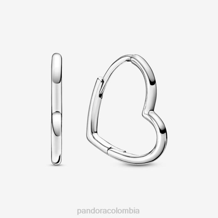 Pandora pendientes de aro asimétricos con forma de corazón Plata esterlina J2LX832 accesorios