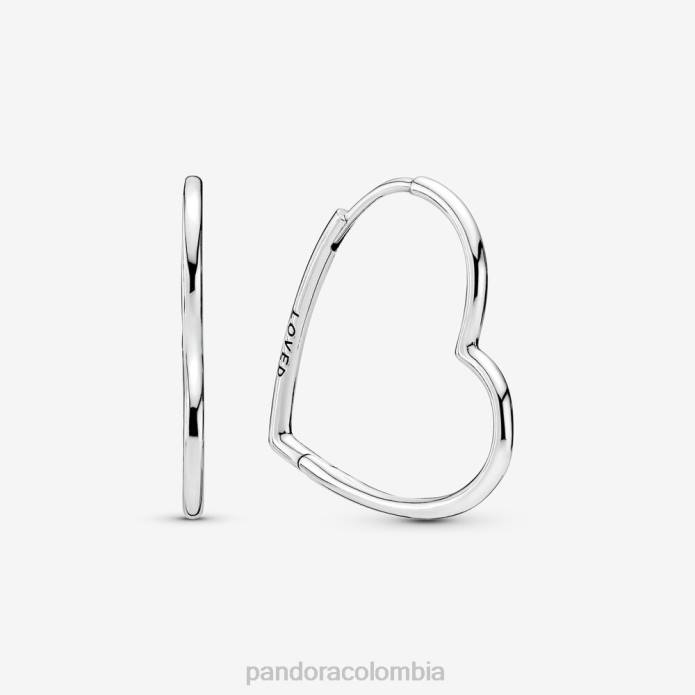Pandora pendientes de aro asimétricos con forma de corazón Plata esterlina J2LX834 accesorios