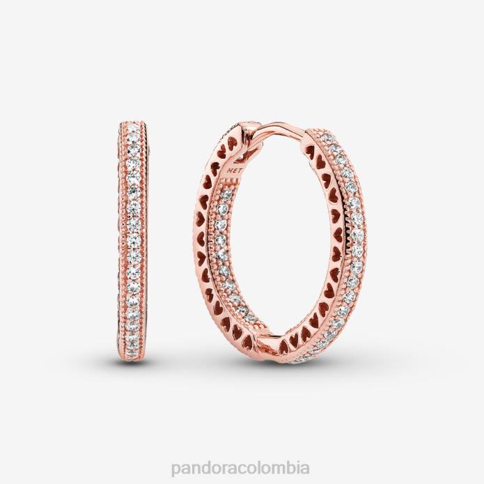 Pandora pendientes de aro con brillo y corazones Oro de Rose plateado J2LX867 accesorios