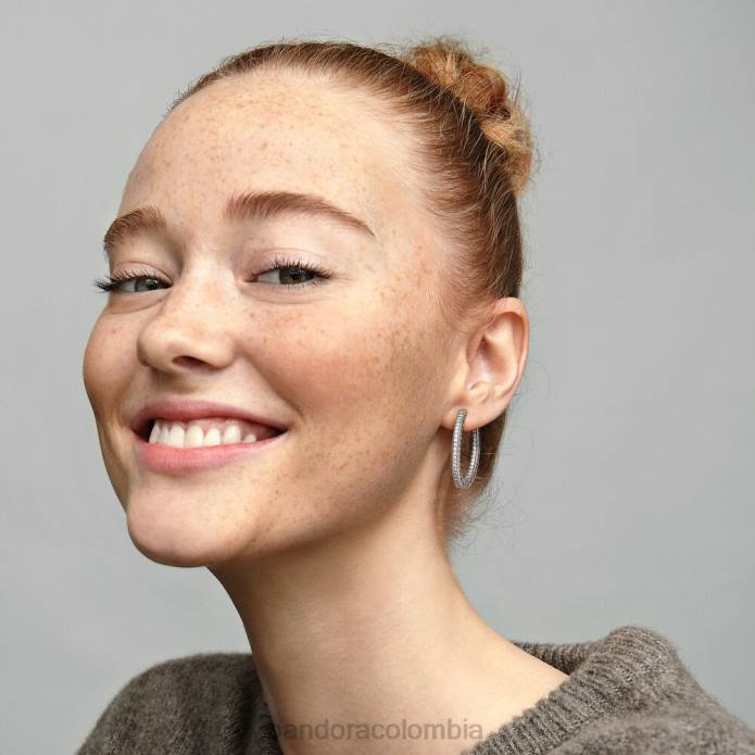 Pandora pendientes de aro con brillo y corazones Plata esterlina J2LX863 accesorios