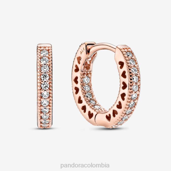 Pandora pendientes de aro con forma de corazón Oro de Rose plateado J2LX830 accesorios