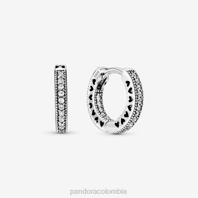 Pandora pendientes de aro con forma de corazón Plata esterlina J2LX829 accesorios