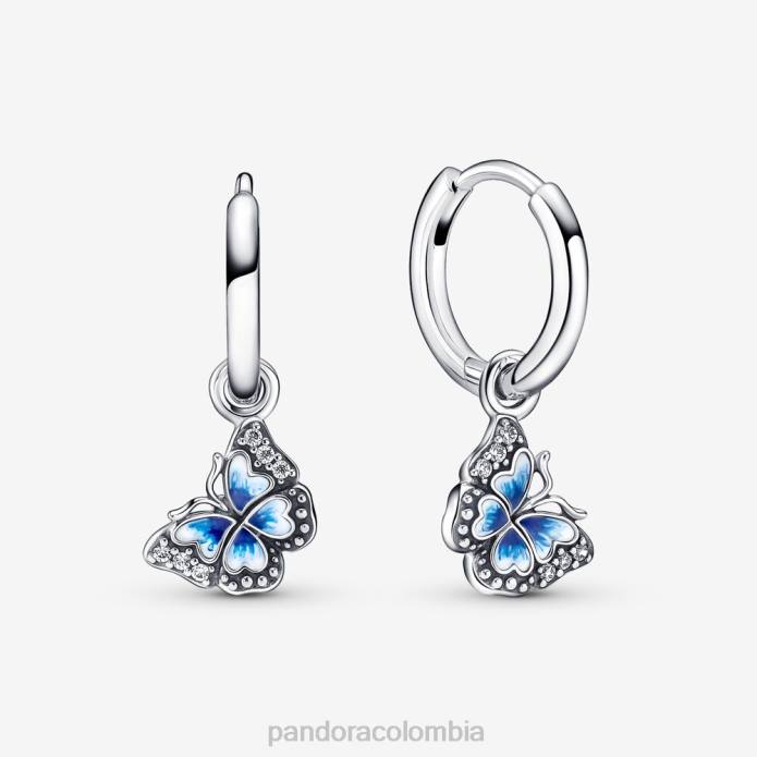 Pandora pendientes de aro de mariposa plata esterlina/azul J2LX835 accesorios
