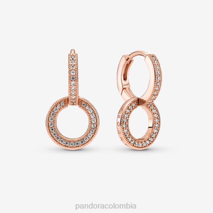 Pandora pendientes de aro dobles brillantes Oro de Rose plateado J2LX851 accesorios