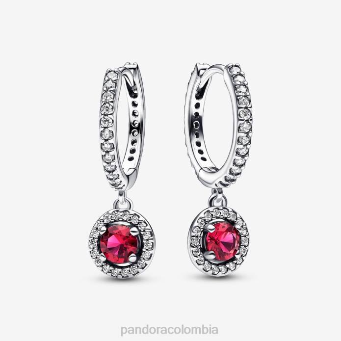 Pandora pendientes de aro rojos redondos brillantes plata esterlina/rojo J2LX853 accesorios