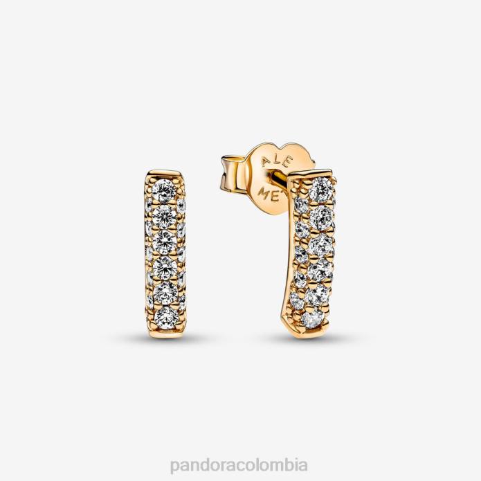 Pandora Aretes atemporales con barra de una hilera y pavé Chapado en oro J2LX932 accesorios